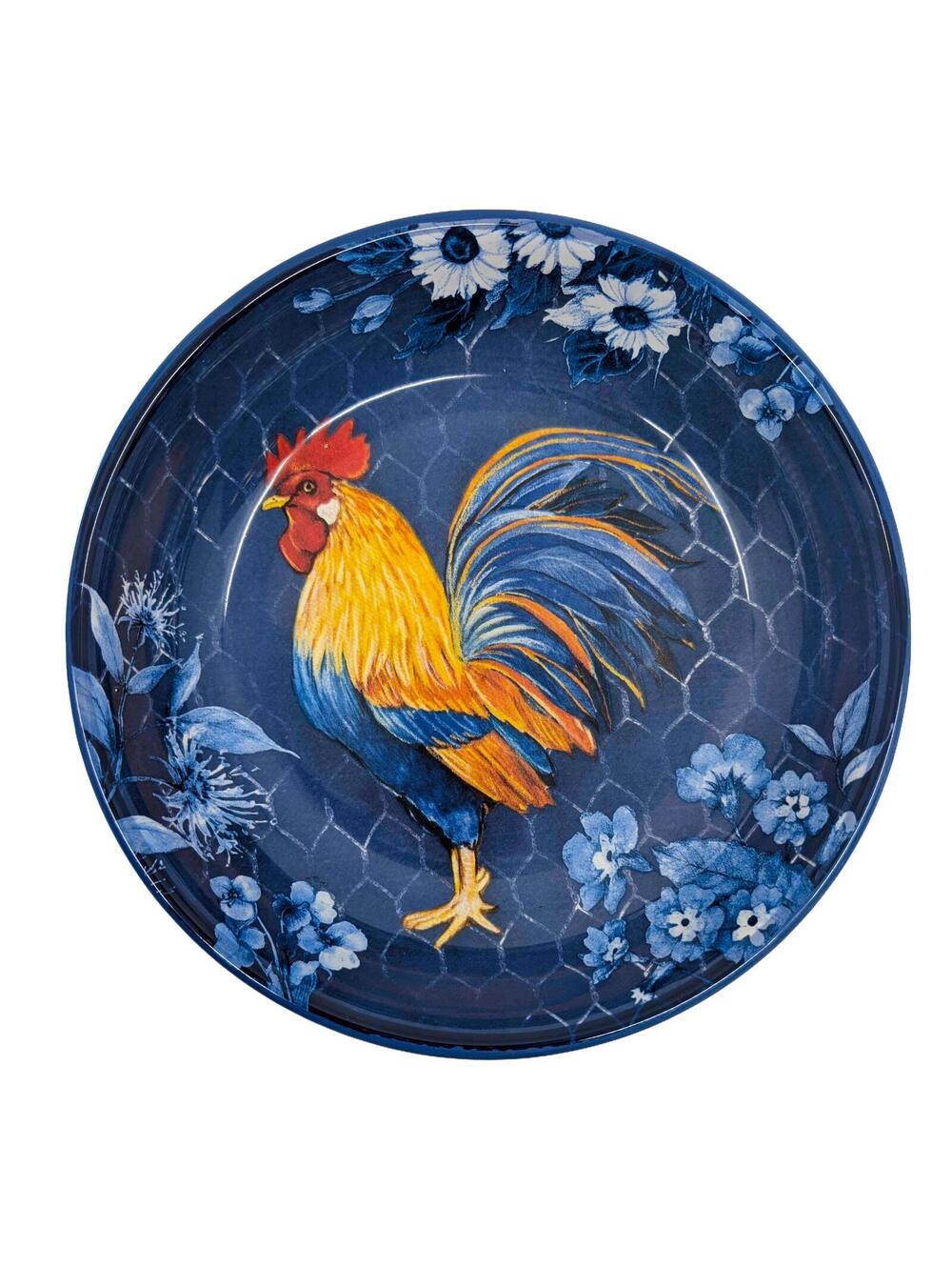 Vintage Certified International Indigo Rooster Soup Bowl Susan Winget 9 Inch